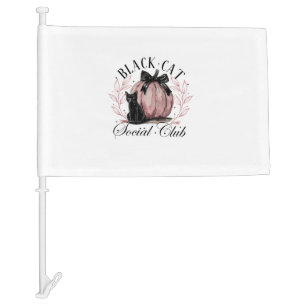 Black Cat Social Club Halloween Pumpkin Spooky Cat Car Flag