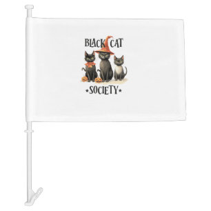 Black Cat Society Cute Halloween Black Cat Witch H Car Flag