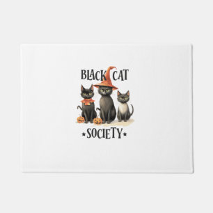 Black Cat Society Cute Halloween Black Cat Witch H Doormat