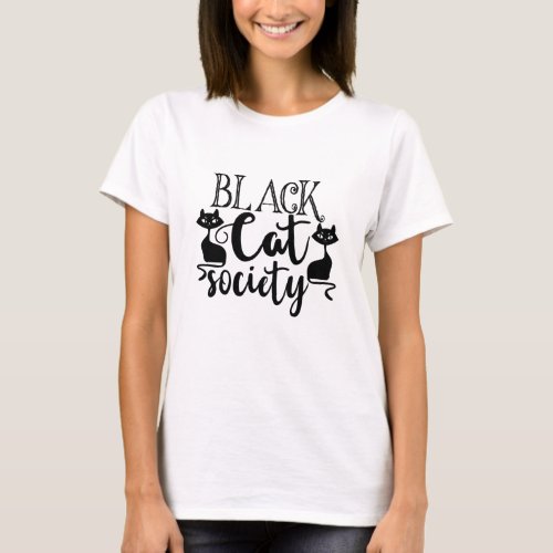 Black Cat Society Funny Halloween Cute T_Shirt