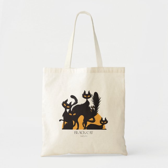 Black Cat Society Halloween Tote Bag (Front)