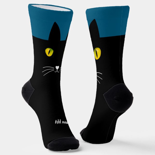 Black Cat Socks Gift for Cat Lovers (Angled)