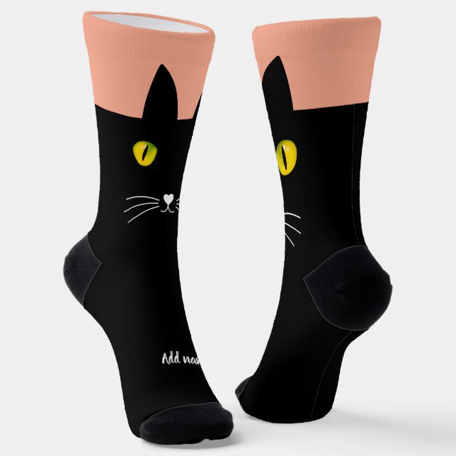 Black Cat Socks Gift for Cat Lovers (Angled)
