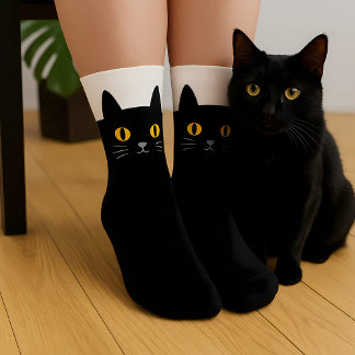 Black Cat Socks Gift for Cat Lovers
