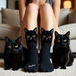 Black Cat Socks Gift for Cat Mom & Cat Dad Lovers
