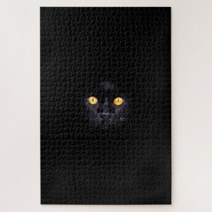 Black Cat Solid Background Difficult  Animal Pet Jigsaw Puzzle