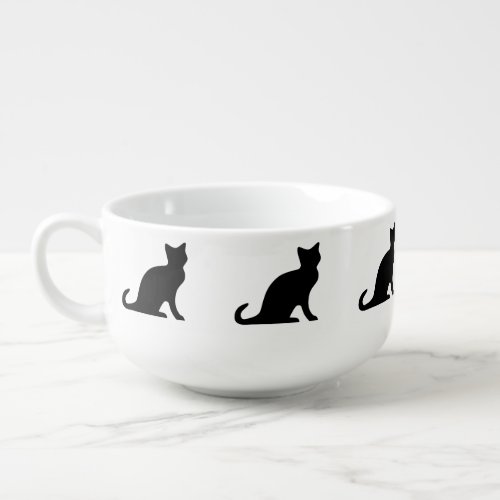 Black cat soup bowl | mug with kitty pattern