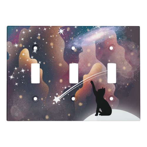 Black Cat Space Shooting Star Light Switch Cover