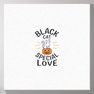 Black Cat Special Love Halloween Cat Vector Design Canvas Photo Tile