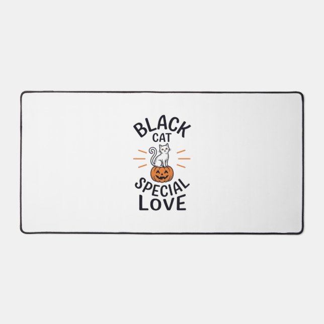 Black Cat Special Love Halloween Cat Vector Design Desk Mat (Front)
