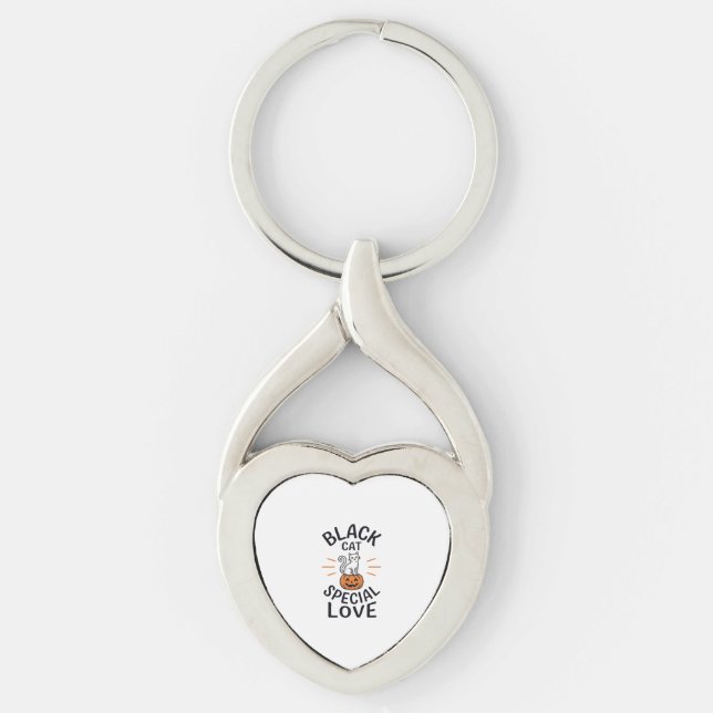 Black Cat Special Love Halloween Cat Vector Design Keychain (Front)