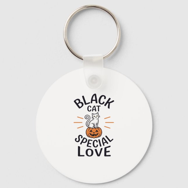 Black Cat Special Love Halloween Cat Vector Design Keychain (Front)