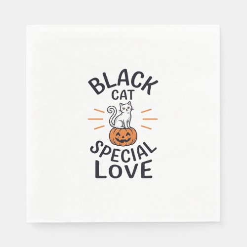 Black Cat Special Love Halloween Cat Vector Design Napkins
