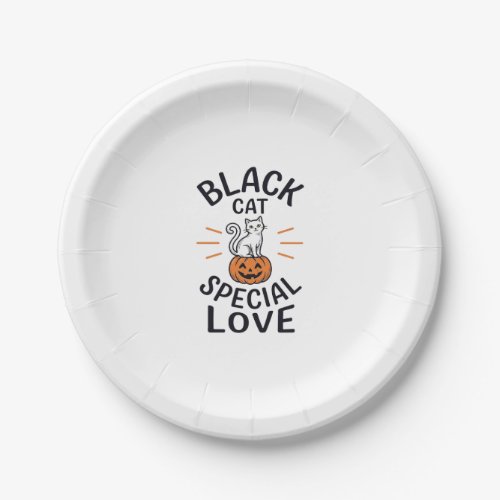 Black Cat Special Love Halloween Cat Vector Design Paper Plates