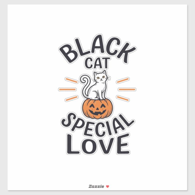 Black Cat Special Love Halloween Cat Vector Design Sticker (Sheet)