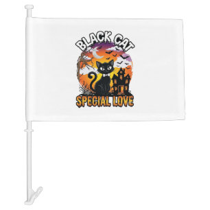 Black Cat Special Love Halloween Haunted House Bat Car Flag