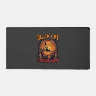 Black Cat Special Love Halloween Moon Witch Pumpki Desk Mat