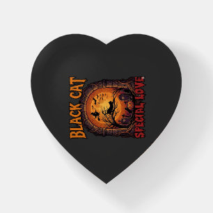 Black Cat Special Love Halloween Moon Witch Pumpki Paperweight