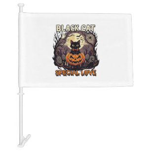 Black Cat Special Love Halloween Pumpkin Full Moon Car Flag