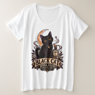 Black Cat Spell Club Cute Witchy Halloween Plus Size T-Shirt