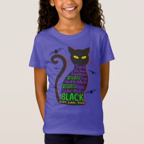 Black Cat Spell Kids T_shirt