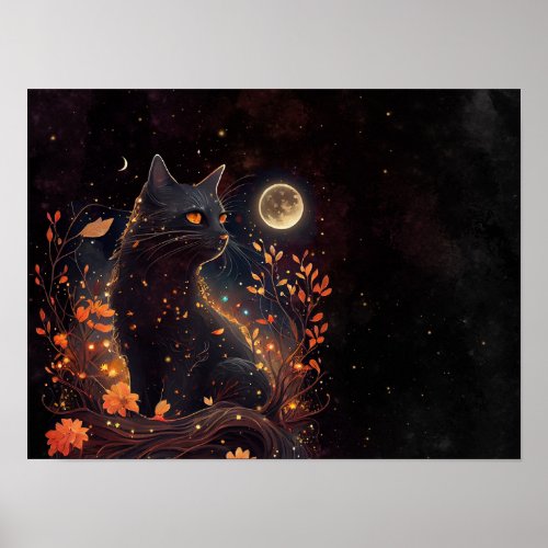Black Cat Spells Poster