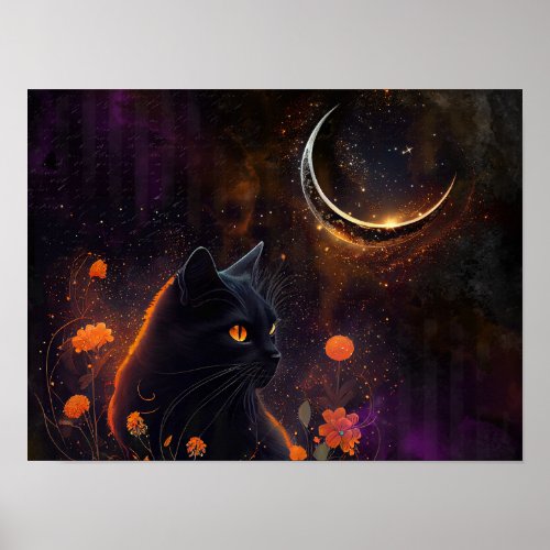 Black Cat Spells Poster