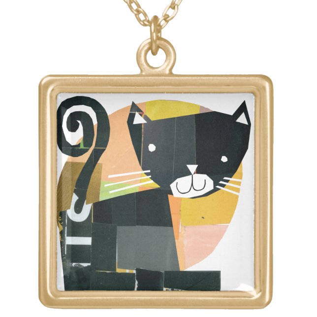 Black Cat Spooks Gold Plated Necklace (Front)