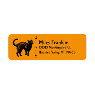 Black Cat Spooky Halloween Label