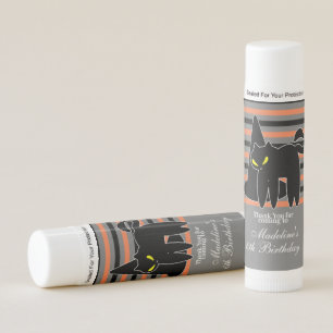 Black Cat Spooky Halloween Party Name Lip Balm
