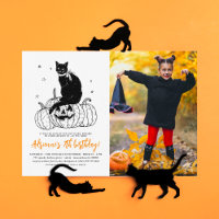 Black Cat Spooky Halloween Pumpkin Photo Birthday