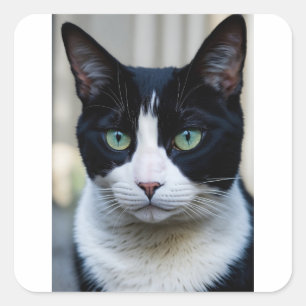 Black cat square sticker
