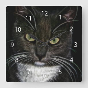 Black Cat Square Wall Clock