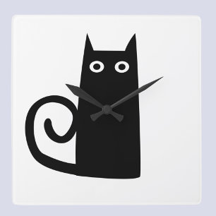 Black Cat Square Wall Clock