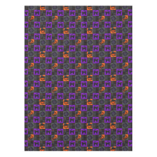 Black Cat Squares Halloween Tablecloth
