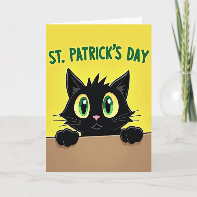 Black Cat St Patricks Day Card (Front)