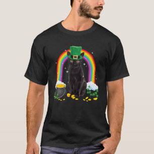 Black Cat St Patricks Day Leprechaun Costume Shamr T-Shirt