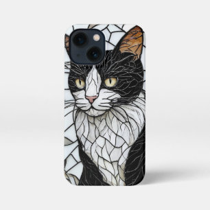 Black cat stained glass Mystical Cat Design iPhone 13 Mini Case