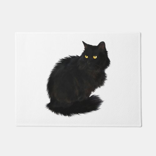 BLACK CAT STARE DOORMAT