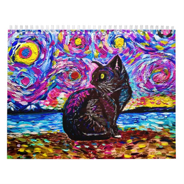 Black Cat Starry Night Calendar (Cover)