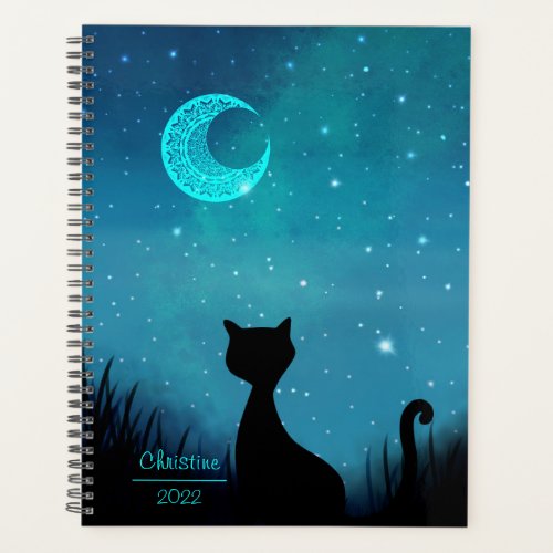 black cat Starry sky name and year Planner