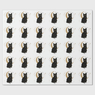 Black cat sticker wrapping paper