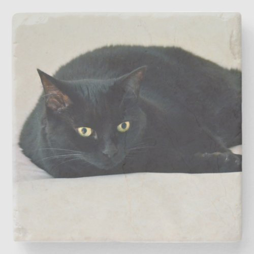 Black Cat Stone Coaster