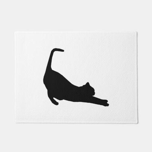 Black Cat stretching Doormat