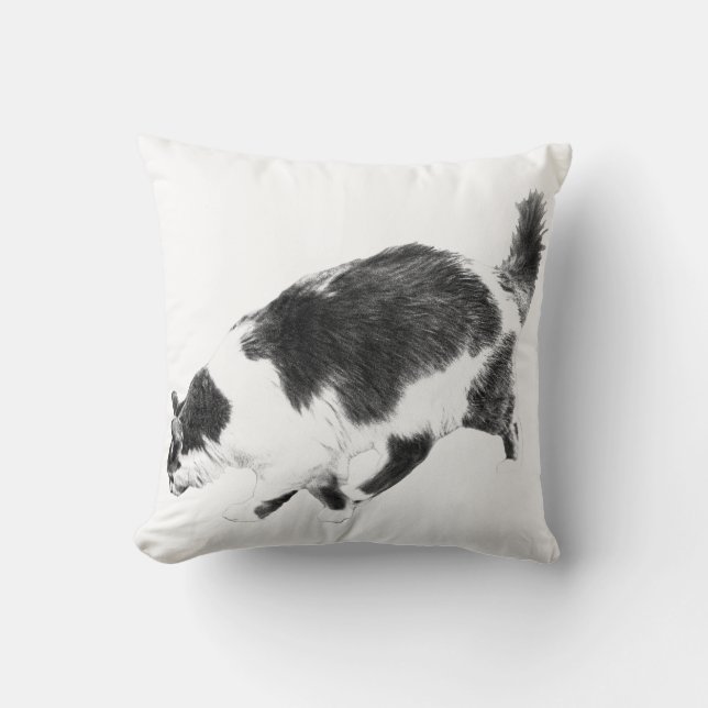 Black Cat Stride in Fall Light Throw Pillow (Front)