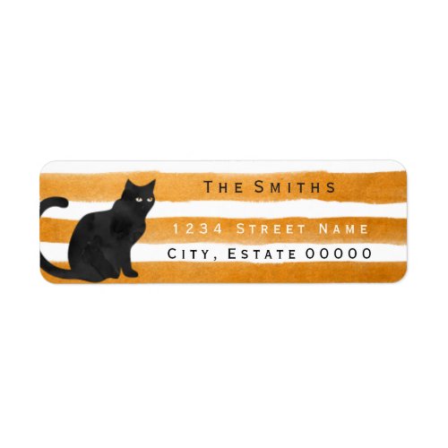 Black cat stripes address label