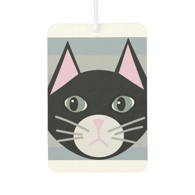 Black Cat, Stripes Air Freshener (Front)