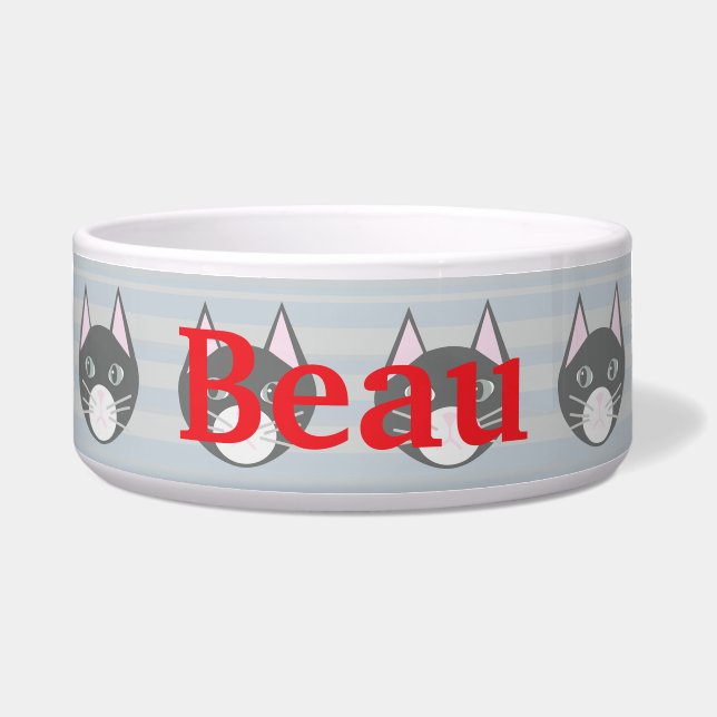 Black Cat, Stripes Bowl (Front)