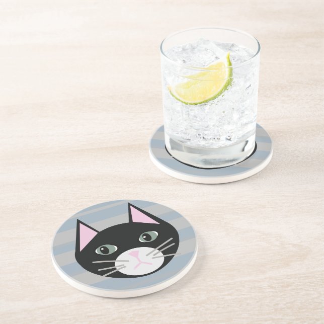 Black Cat, Stripes Coaster (Side)
