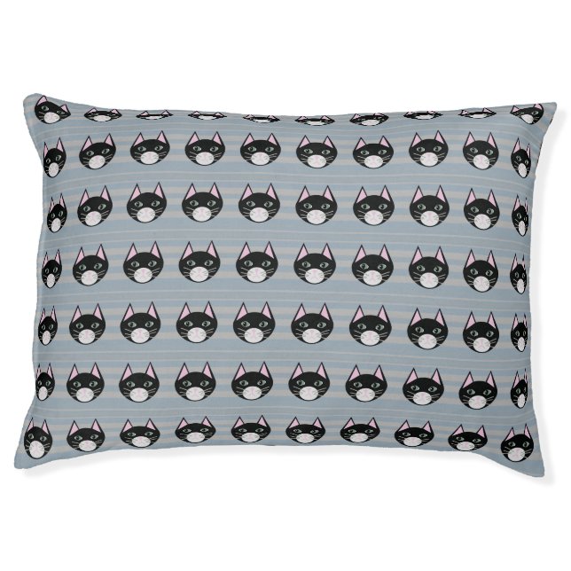 Black Cat, Stripes Pet Bed (Front)
